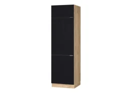 Vicco Kühlumbauschrank Fame-Line Hochschrank für die Küche Schwarz Gestreift 60 cm