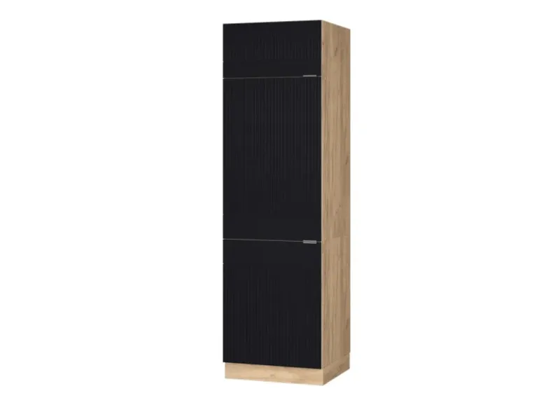 Vicco Kühlumbauschrank Fame-Line Hochschrank für die Küche Schwarz Gestreift 60 cm