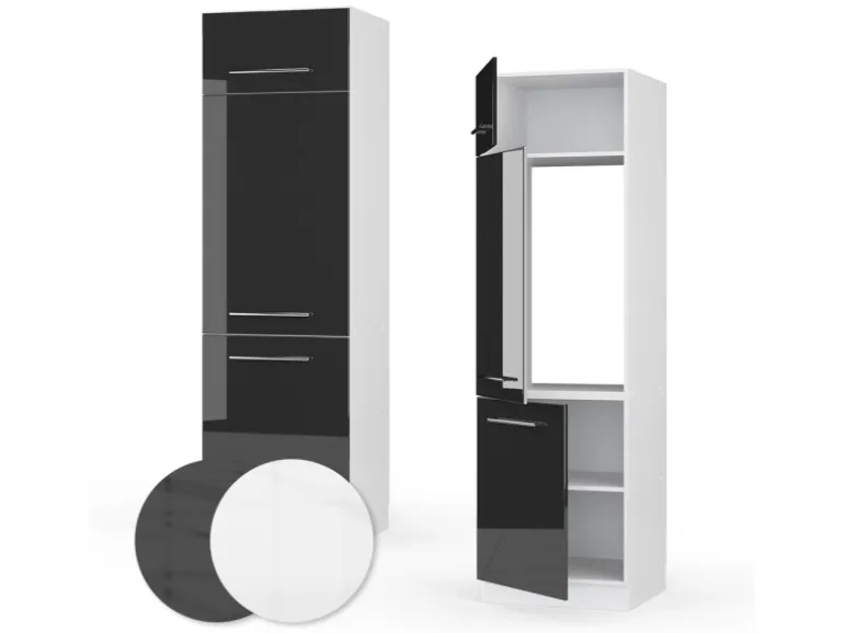 Vicco Kühlumbauschrank Fame-Line Hochschrank für die Küche Anthrazit Hochglanz/Weiß 60 cm