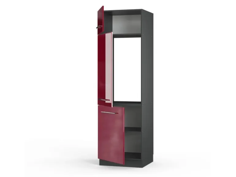 Vicco Kühlumbauschrank Fame-Line Hochschrank für die Küche Bordeaux Hochglanz/Anthrazit 60 cm