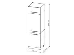 Vicco Kühlumbauschrank Fame-Line Hochschrank für die Küche Grün-Gold Landhaus/Anthrazit 60 cm