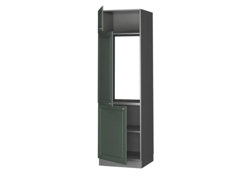 Vicco Kühlumbauschrank Fame-Line Hochschrank für die Küche Grün-Gold Landhaus/Anthrazit 60 cm