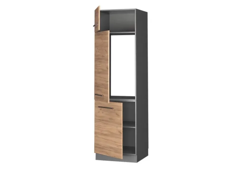 Vicco Kühlumbauschrank Fame-Line Hochschrank für die Küche Goldkraft Eiche/Anthrazit 60 cm