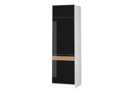 Vicco Kühlumbauschrank Fame-Line Hochschrank für die Küche Schwarz Eiche Hochglanz/Weiß 60 cm