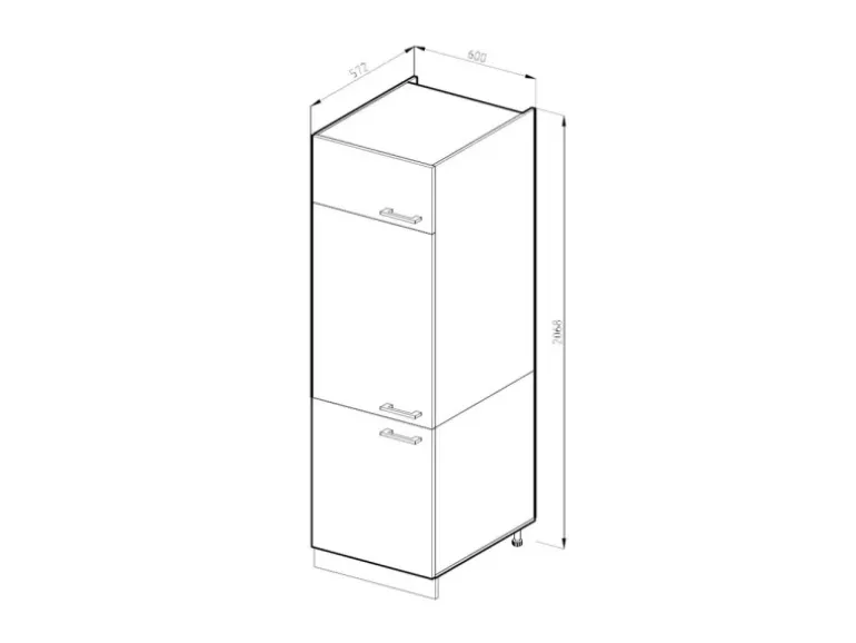 Vicco Kühlumbauschrank R-Line Hochschrank für die Küche Beton/Weiß 60 cm