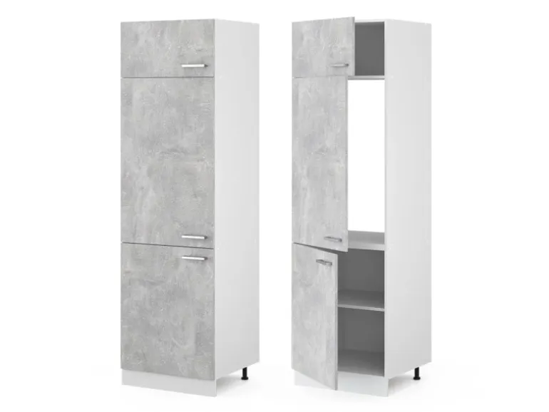 Vicco Kühlumbauschrank R-Line Hochschrank für die Küche Beton/Weiß 60 cm