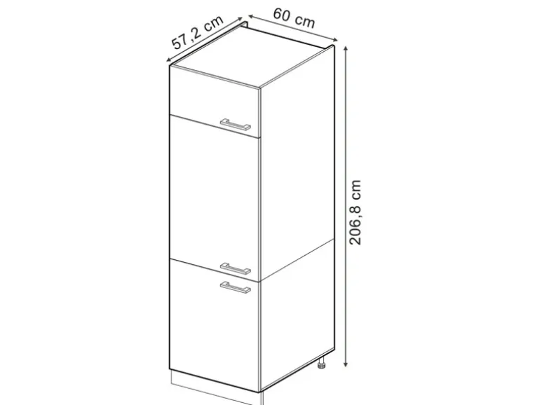 Vicco Kühlumbauschrank R-Line Hochschrank für die Küche Schwarz Hochglanz/Weiß 60 cm