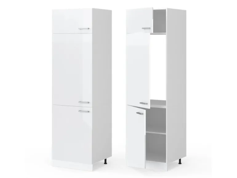 Vicco Kühlumbauschrank R-Line Hochschrank für die Küche Weiß Hochglanz/Weiß 60 cm