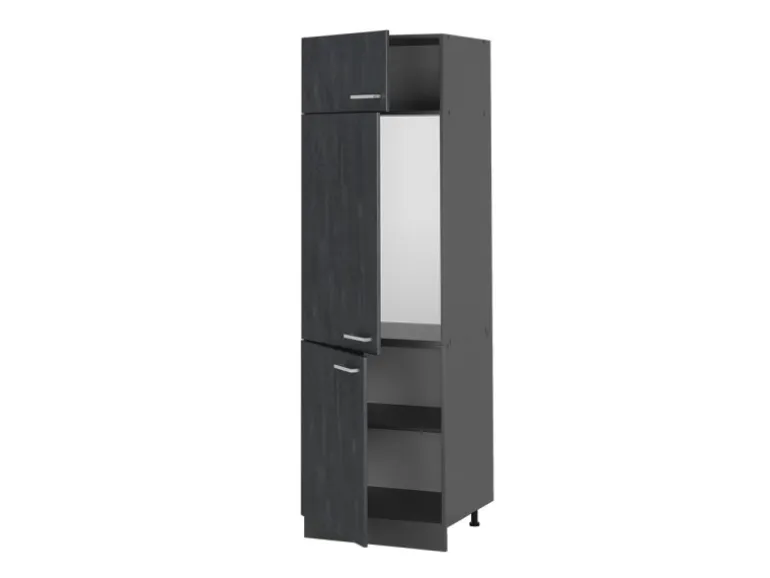 Vicco Kühlumbauschrank R-Line Hochschrank für die Küche Schwarz Beton/Anthrazit 60 cm