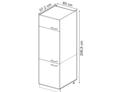 Vicco Kühlumbauschrank R-Line Hochschrank für die Küche Schwarz Hochglanz/Anthrazit 60 cm