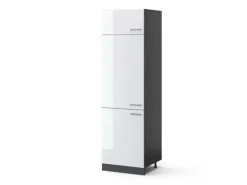 Vicco Kühlumbauschrank R-Line Hochschrank für die Küche Weiß Hochglanz/Anthrazit 60 cm