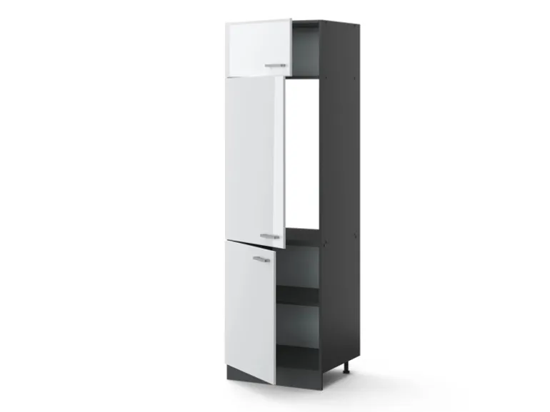 Vicco Kühlumbauschrank R-Line Hochschrank für die Küche Weiß Hochglanz/Anthrazit 60 cm
