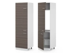 Vicco Kühlumbauschrank R-Line Hochschrank für die Küche Grau/Weiß 60 cm