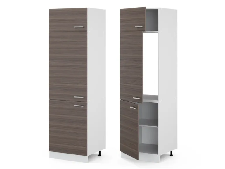 Vicco Kühlumbauschrank R-Line Hochschrank für die Küche Grau/Weiß 60 cm