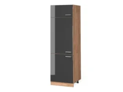 Vicco Kühlumbauschrank R-Line Anthrazit Hochglanz/Goldkraft Eiche 60 cm