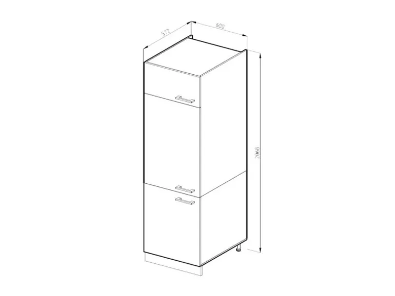 Vicco Kühlumbauschrank R-Line Hochschrank für die Küche Weiß Hochglanz/Goldkraft Eiche 60 cm