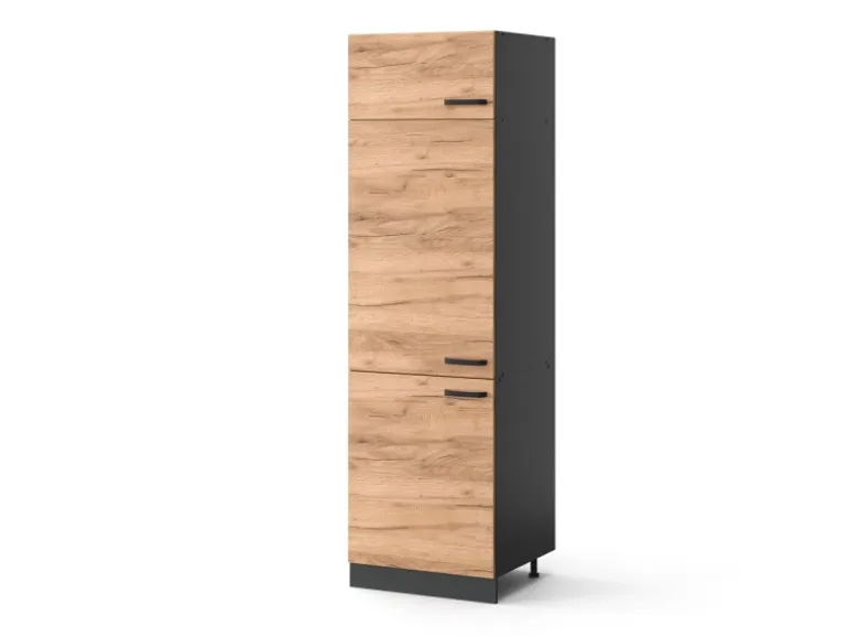 Vicco Kühlumbauschrank R-Line Hochschrank für die Küche Goldkraft Eiche/Anthrazit 60 cm