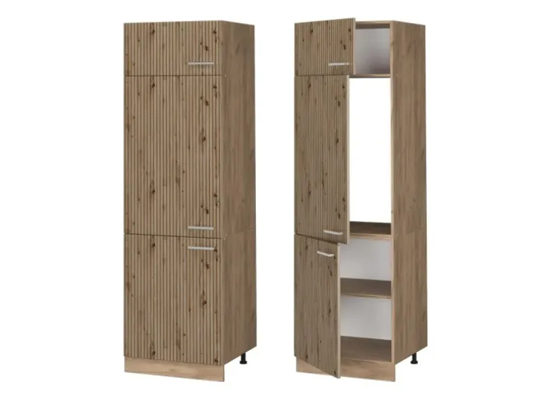 Vicco Kühlumbauschrank R-Line Hochschrank für die Küche Artisan-Eiche/Goldkraft Eiche 60 cm