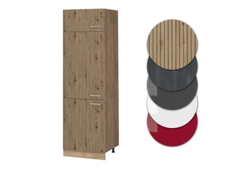 Vicco Kühlumbauschrank R-Line Hochschrank für die Küche Artisan-Eiche/Goldkraft Eiche 60 cm