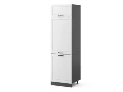 Vicco Kühlumbauschrank R-Line Hochschrank für die Küche Weiß Landhaus/Anthrazit 60 cm