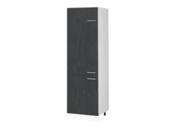 Vicco Kühlumbauschrank R-Line Hochschrank für die Küche Schwarz Beton/Weiß 60 cm
