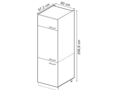 Vicco Kühlumbauschrank R-Line Hochschrank für die Küche Schwarz Beton/Weiß 60 cm