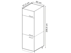 Vicco Kühlumbauschrank R-Line Hochschrank für die Küche Blau-Grau/Weiß 60 cm
