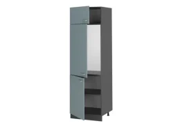 Vicco Kühlumbauschrank R-Line Hochschrank für die Küche Blau-Grau/Anthrazit 60 cm