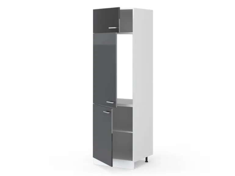 Vicco Kühlumbauschrank R-Line Hochschrank für die Küche Anthrazit Hochglanz/Weiß 60 cm
