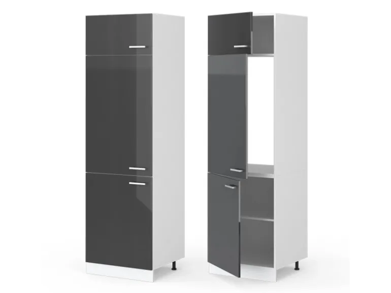 Vicco Kühlumbauschrank R-Line Hochschrank für die Küche Anthrazit Hochglanz/Weiß 60 cm