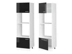 Vicco Mikrowellenschrank R-Line Küchenregal für die Mikrowelle Schwarz Hochglanz/Weiß 60 cm