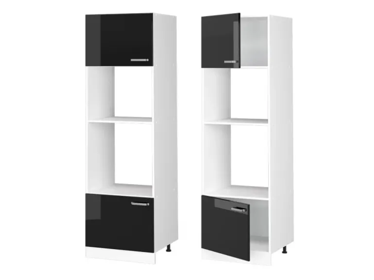 Vicco Mikrowellenschrank R-Line Küchenregal für die Mikrowelle Schwarz Hochglanz/Weiß 60 cm