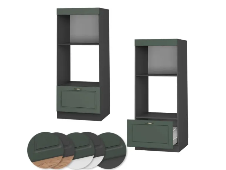 Vicco Mikrowellenschrank Fame-Line Grün-Gold Landhaus/Anthrazit 60 cm Offen