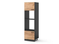 Vicco Mikrowellenschrank R-Line Küchenregal für die Mikrowelle Goldkraft Eiche/Anthrazit 60 cm