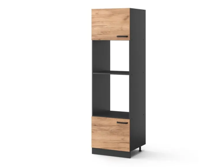 Vicco Mikrowellenschrank R-Line Küchenregal für die Mikrowelle Goldkraft Eiche/Anthrazit 60 cm