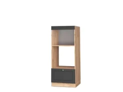 Vicco Mikrowellenschrank Fame-Line Anthrazit-Gold/Goldkraft Eiche 60 cm Offen
