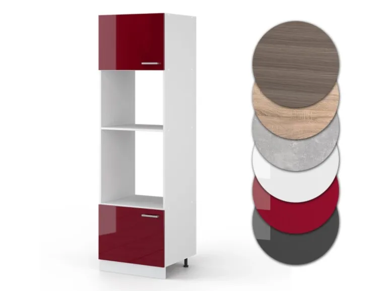 Vicco Mikrowellenschrank R-Line Küchenregal für die Mikrowelle Bordeaux Hochglanz/Weiß 60 cm