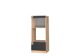 Vicco Mikrowellenschrank Fame-Line Anthrazit Hochglanz/Goldkraft Eiche 60 cm Offen
