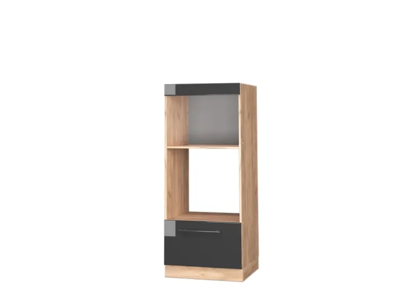 Vicco Mikrowellenschrank Fame-Line Anthrazit Hochglanz/Goldkraft Eiche 60 cm Offen
