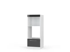 Vicco Mikrowellenschrank Fame-Line Anthrazit Hochglanz/Weiß 60 cm Offen