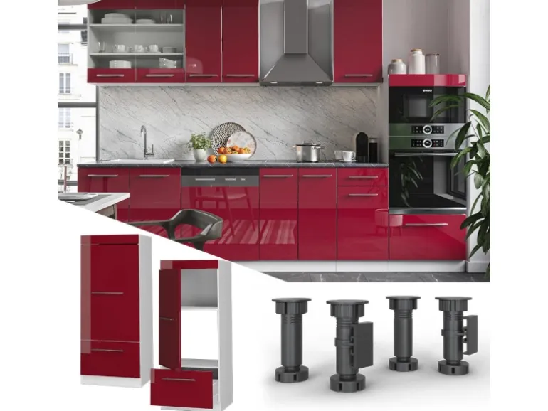 Vicco Mikrowellenschrank Fame-Line Küchenregal für die Mikrowelle Bordeaux Hochglanz/Weiß 60 cm