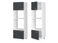 Vicco Mikrowellenschrank R-Line Küchenregal für die Mikrowelle Schwarz Beton/Weiß