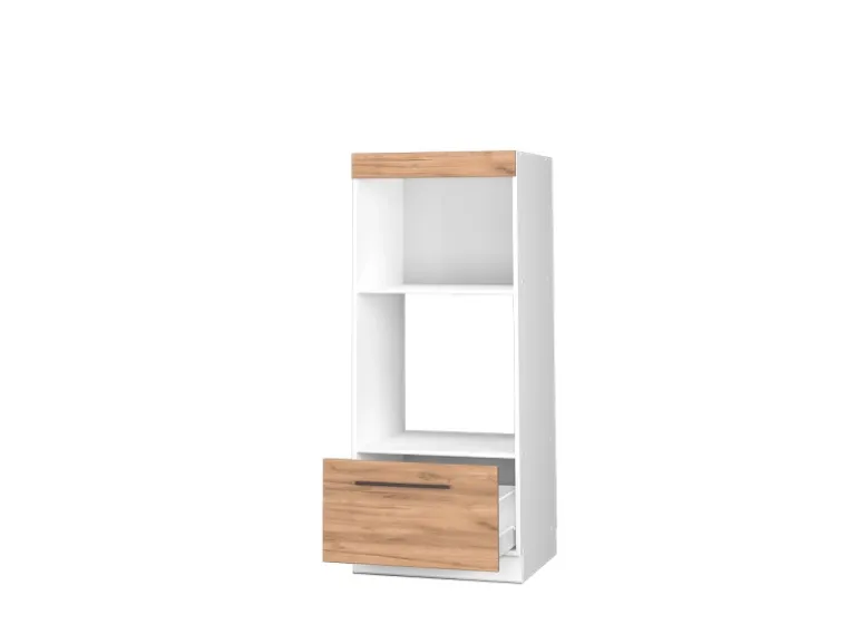 Vicco Mikrowellenschrank Fame-Line Küchenregal für die Mikrowelle Goldkraft Eiche/Weiß 60 cm Offen