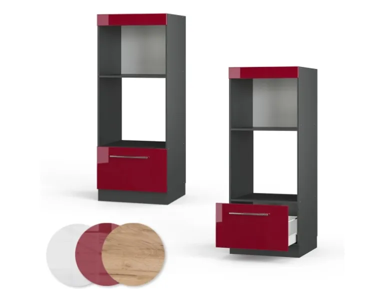 Vicco Mikrowellenschrank Fame-Line Bordeaux Hochglanz/Anthrazit 60 cm Offen