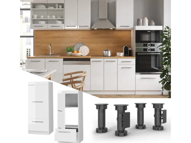 Vicco Mikrowellenschrank Fame-Line Küchenregal für die Mikrowelle Weiß Hochglanz/Weiß 60 cm