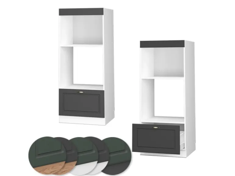 Vicco Mikrowellenschrank Fame-Line Küchenregal für die Mikrowelle Anthrazit-Gold/Weiß 60 cm Offen