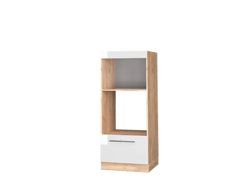 Vicco Mikrowellenschrank Fame-Line Weiß Hochglanz/Goldkraft Eiche 60 cm Offen