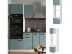 Vicco Mikrowellenschrank R-Line Küchenregal für die Mikrowelle Blau-Grau/Weiß 60 cm