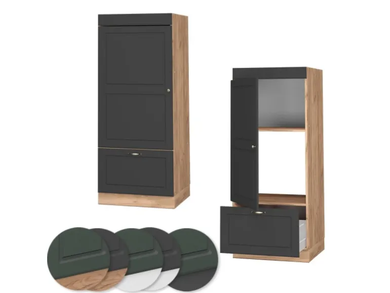 Vicco Mikrowellenschrank Fame-Line Anthrazit-Gold/Goldkraft Eiche 60 cm