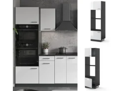 Vicco Mikrowellenschrank R-Line Küchenregal für die Mikrowelle Weiß Hochglanz/Anthrazit 60 cm